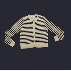 ✨ Zara black + cream striped cardigan Size M✨